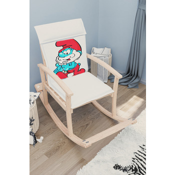  Mobildeco Pinokyo Ahşap Çocuk Sallanan Sandalye Koltuğu Şirin Baba (Doğal)