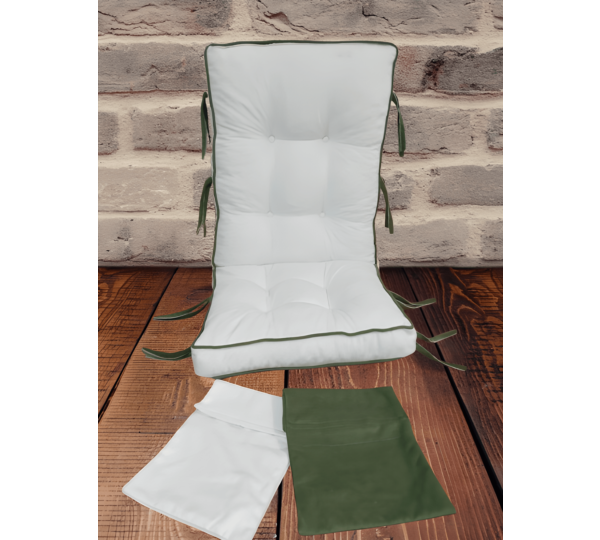 LÜX Sallanan Sandalye Minderi Çift Renkli Çift Cepli Krem-Yeşil(52LİK)