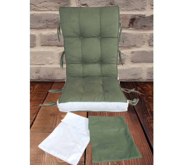  LÜX Sallanan Sandalye Minderi Çift Renkli Çift Cepli Yeşil-Krem (52LİK)