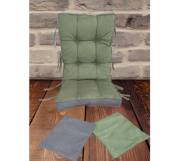  LÜX Sallanan Sandalye Minderi Çift Renkli Çift Cepli Yeşil-Füme (47LİK)